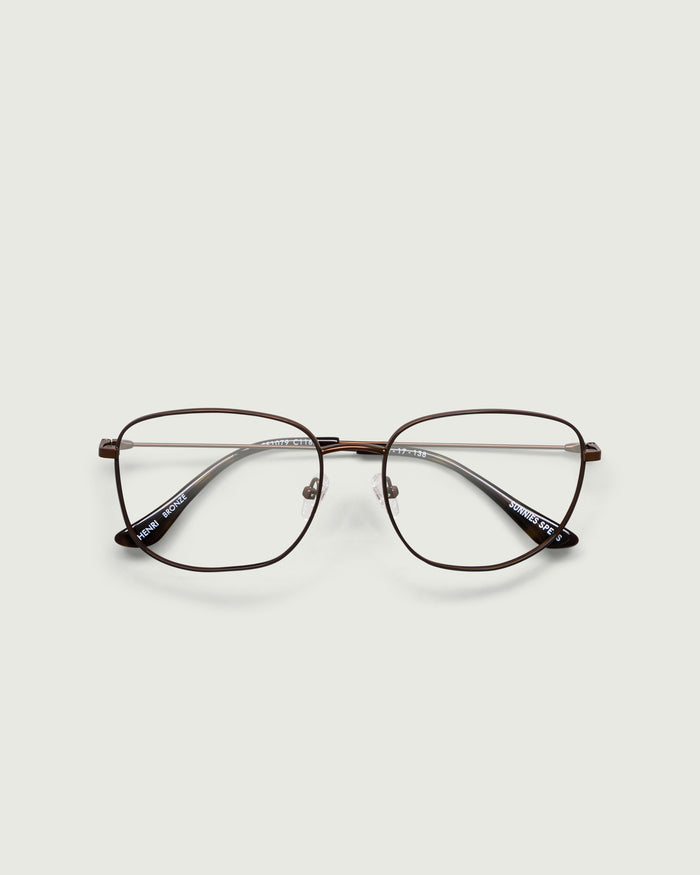 Bronze::Henri Eyeglasses square brown metal top