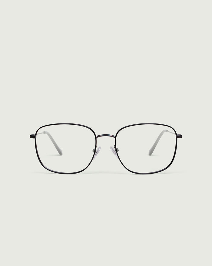 Charcoal::Henri Eyeglasses square black metal front