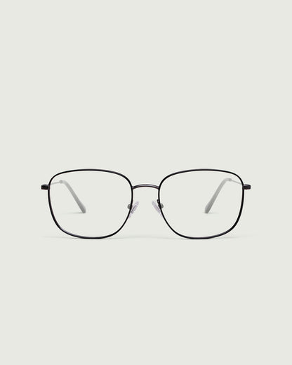 Charcoal::Henri Eyeglasses square black metal front