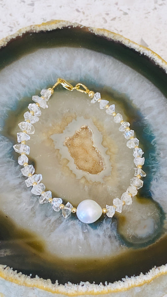 Herkimer x White Edison bracelet