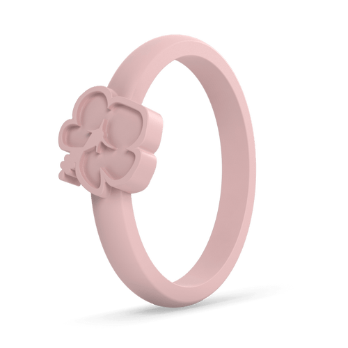 Hibiscus Bloom Accent Silicone Ring - Pink Sand