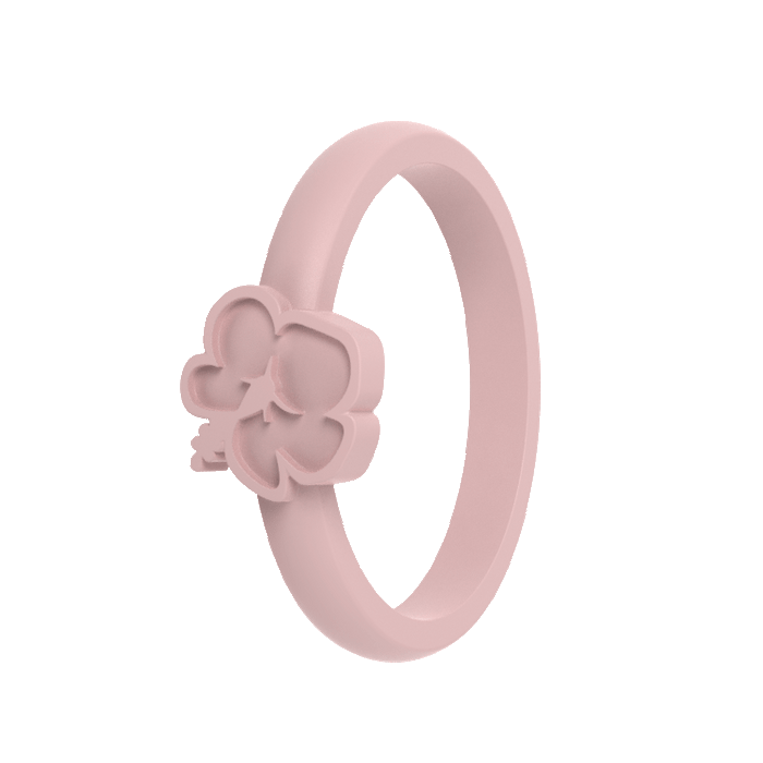 Hibiscus Bloom Accent Silicone Ring - Pink Sand