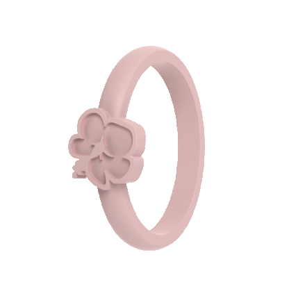 Hibiscus Bloom Accent Silicone Ring - Pink Sand