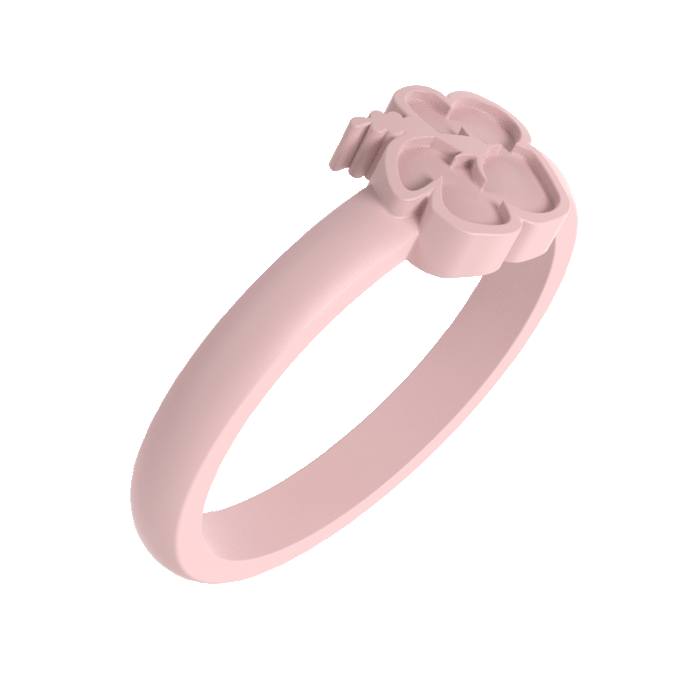 Hibiscus Bloom Accent Silicone Ring - Pink Sand