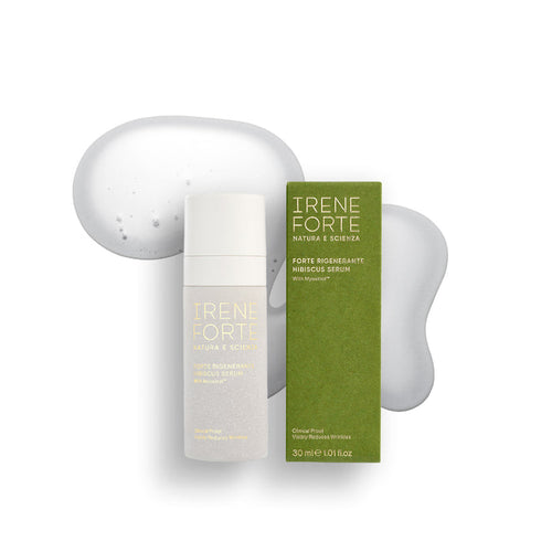 Irene Forte Skincare Hibiscus Serum product with packaging on a white background