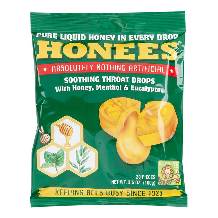 Honees Cough Drops Menthol 20 Pc Peg Bag - 12ct