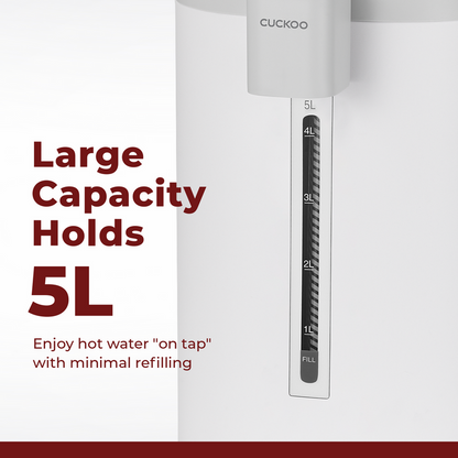 Large Capacity Holds 5L: CUCKOO hot water dispenser features a 5-liter tank for hot water on tap with minimal refilling. (CWP-A501TW)