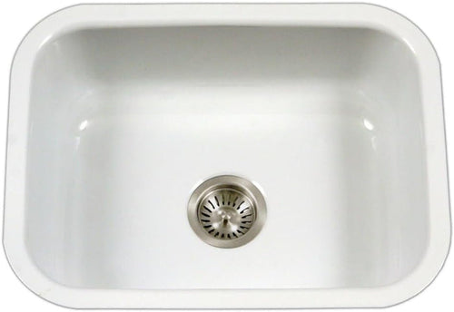Houzer Porcelain Enamel Stainless Steel Porcela Series Undermount Single Bowl Kitchen Sink