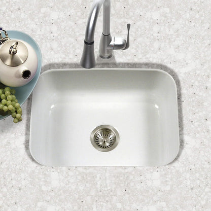 Houzer Porcelain Enamel Stainless Steel Porcela Series Undermount Single Bowl Kitchen Sink