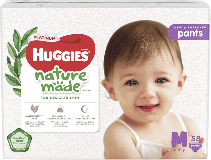 Huggies Platinum Naturemade Pants M 58 count Pack Of 3