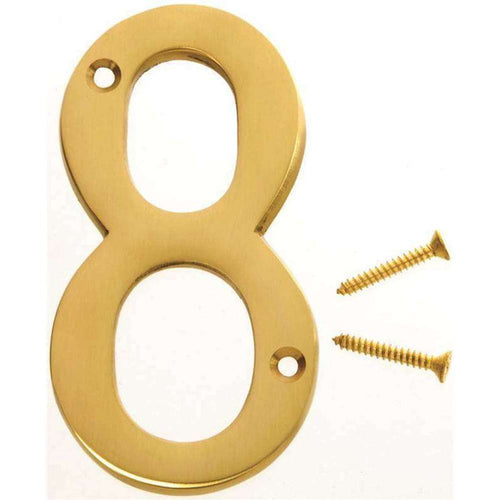 Hy-Ko House Sign #8 Satin Brass 4"