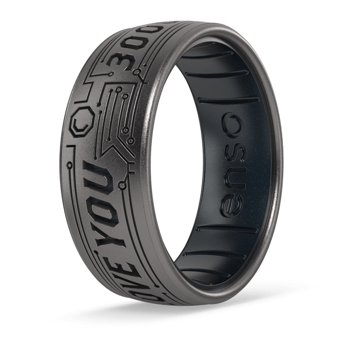 Marvel Silicone Rings - I Love You 3000 - Platinum/Black Pearl
