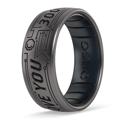 Marvel Silicone Rings - I Love You 3000 - Platinum/Black Pearl