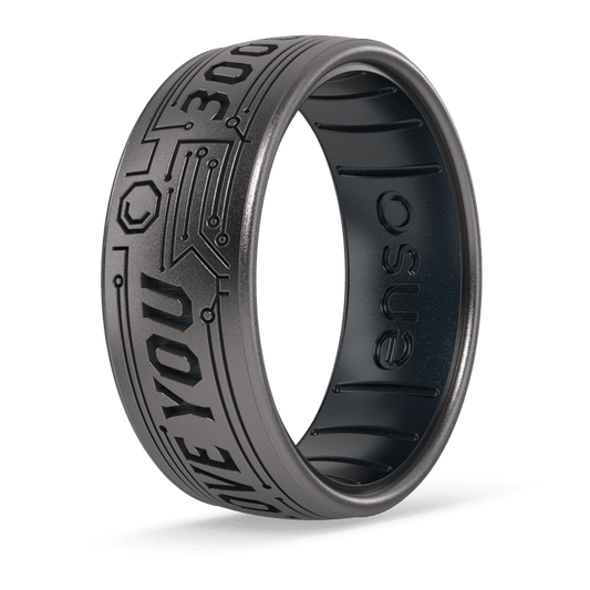 Marvel Silicone Rings - I Love You 3000 - Platinum/Black Pearl