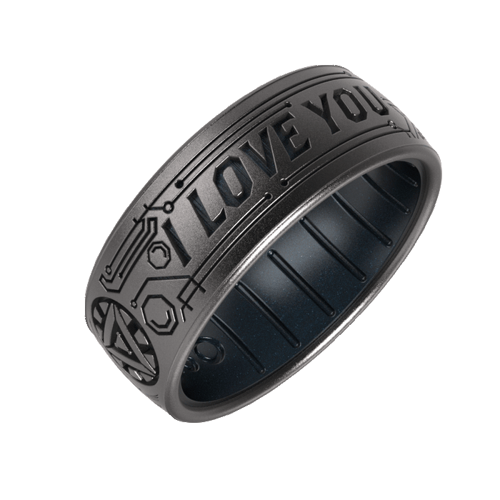 Marvel Silicone Rings - I Love You 3000 - Platinum/Black Pearl