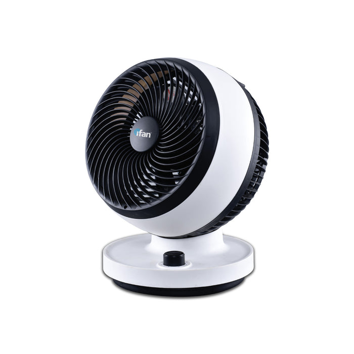 iFan 7" Air Circulator Fan - Turbo, Powerful Airflow, Desk Fan, Adjustable Tilt, Oscillation, Portable, 3-Speed, black & white, IF7530