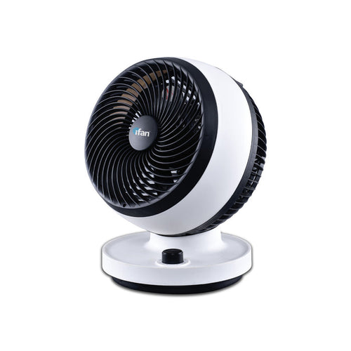 iFan 7" Air Circulator Fan - Turbo, Powerful Airflow, Desk Fan, Adjustable Tilt, Oscillation, Portable, 3-Speed, black & white, IF7530
