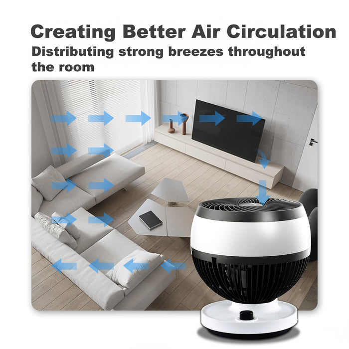 iFan 7" Air Circulator Fan - Turbo, Powerful Airflow, Desk Fan, Adjustable Tilt, Oscillation, Portable, 3-Speed, black & white, IF7530