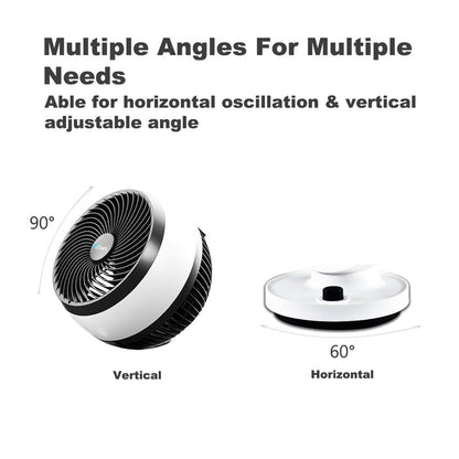 iFan 7" Air Circulator Fan - Turbo, Powerful Airflow, Desk Fan, Adjustable Tilt, Oscillation, Portable, 3-Speed, black & white, IF7530