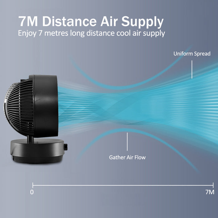 iFan 9" Air Circulator Fan – Concentrated Airflow, Desk Fan, Adjustable Tilt, Oscillation, Portable, Silent, 3-Speed, black, IF7409