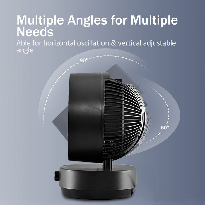 iFan 9" Air Circulator Fan – Concentrated Airflow, Desk Fan, Adjustable Tilt, Oscillation, Portable, Silent, 3-Speed, black, IF7409