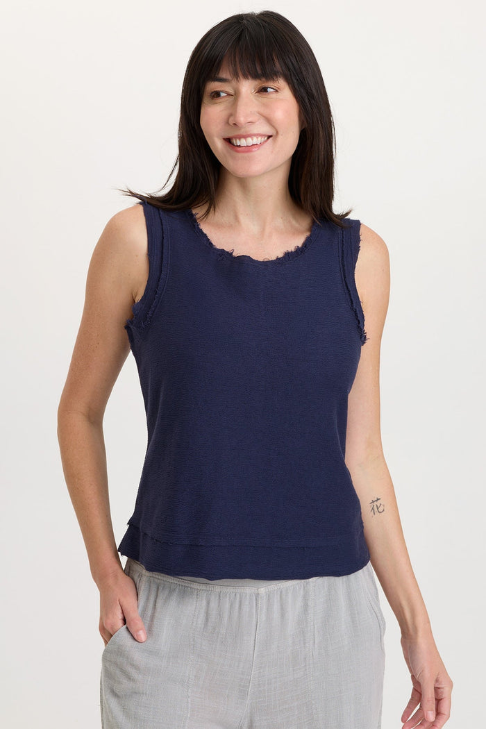 Wearables Ila Crepe Knit Raw Edge Tank