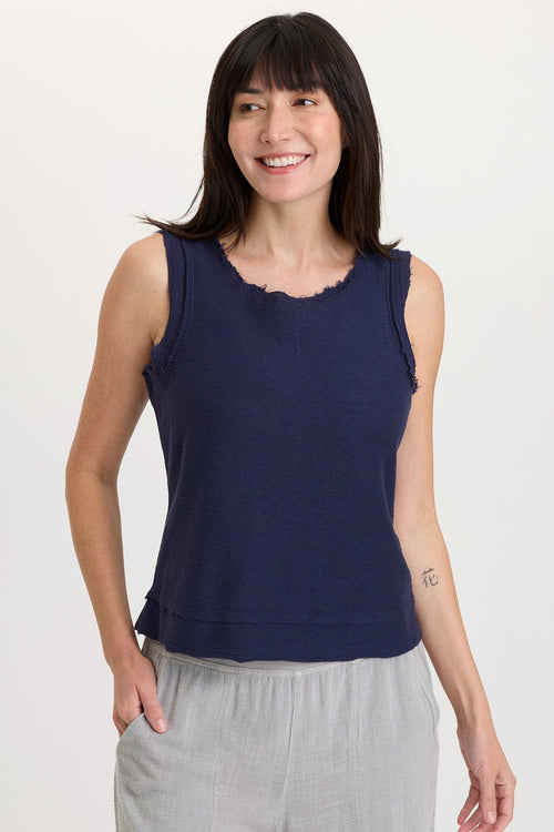 Wearables Ila Crepe Knit Raw Edge Tank