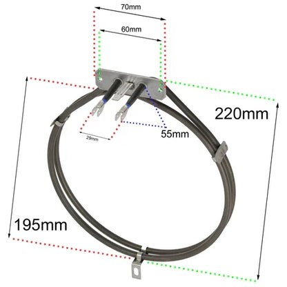 Indesit | Hotpoint | Whirlpool  Heating Element 2 Turn 2000W Genuine C00302374 C00084399