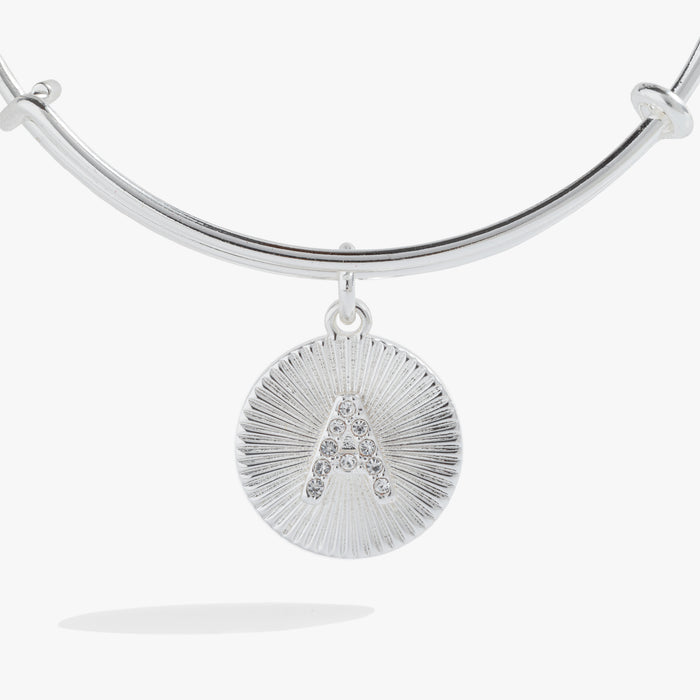Initial A Pave Starburst Texture Bangle