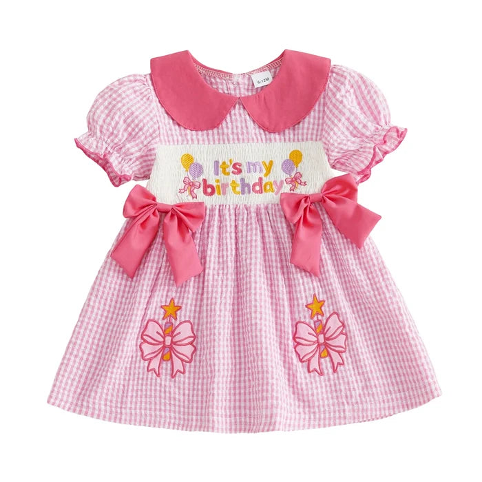 IT'S MY BIRTHDAY Pink Checkered Dress