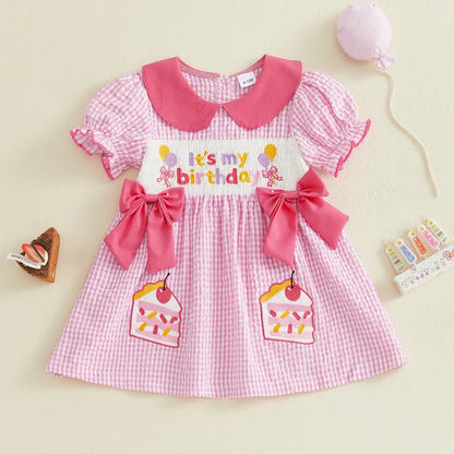 IT'S MY BIRTHDAY Pink Checkered Dress