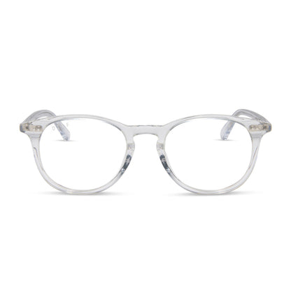 diff eyewear featuring the jaxson square prescription glasses with a clear crystal frame front view
