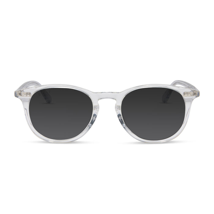 diff eyewear featuring the jaxson square prescription sunglasses with a clear crystal frame front view