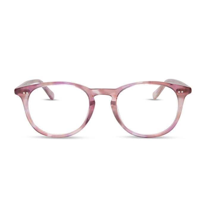 diff eyewear featuring the jaxson square prescription glasses with a fleur pink tortoise frame front view