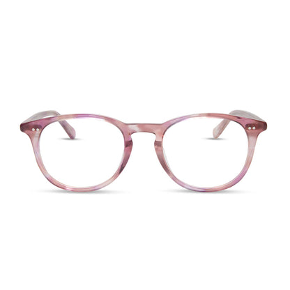 diff eyewear featuring the jaxson square prescription glasses with a fleur pink tortoise frame front view