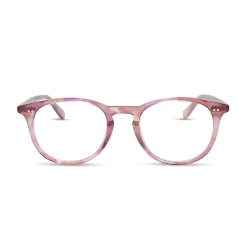 diff eyewear featuring the jaxson square prescription glasses with a fleur pink tortoise frame front view