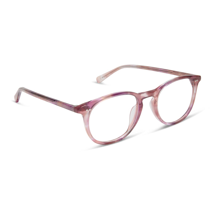 diff eyewear featuring the jaxson square prescription glasses with a fleur pink tortoise frame angled view