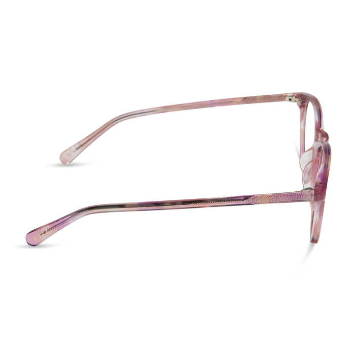 diff eyewear featuring the jaxson square prescription glasses with a fleur pink tortoise frame side view