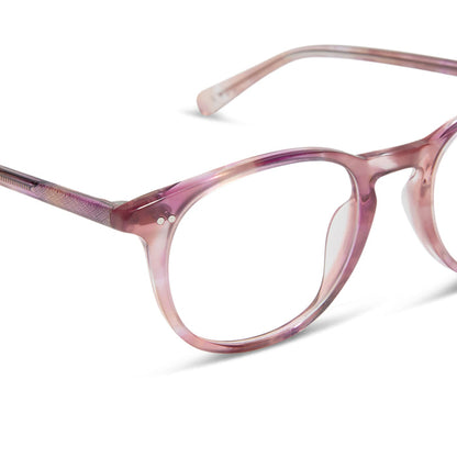 diff eyewear featuring the jaxson square prescription glasses with a fleur pink tortoise frame detailed view