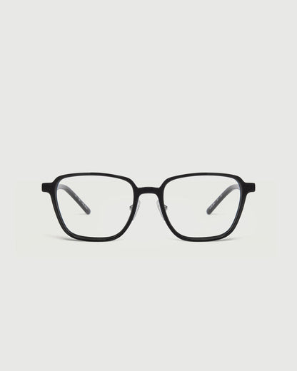 Charcoal::Jensen Eyeglasses square black acetate front