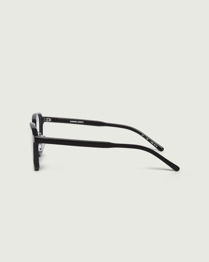 Charcoal:::Jensen Eyeglasses square black plastic side