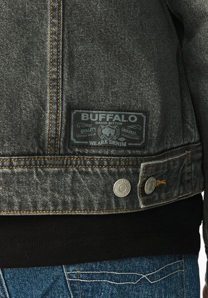 Joe Men's Oversized Stretch Denim Trucker Jacket, Black Worn - BM26304