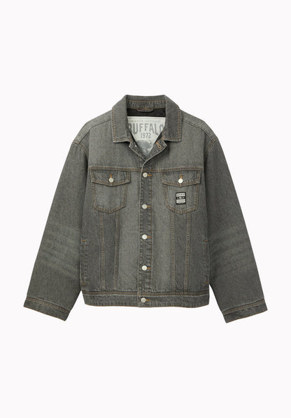 Joe Men's Oversized Stretch Denim Trucker Jacket, Black Worn - BM26304