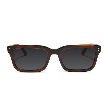 yellowstone x diff eyewear featuring the john dutton rectangle prescription sunglasses with a sequoia tortoise frame front view