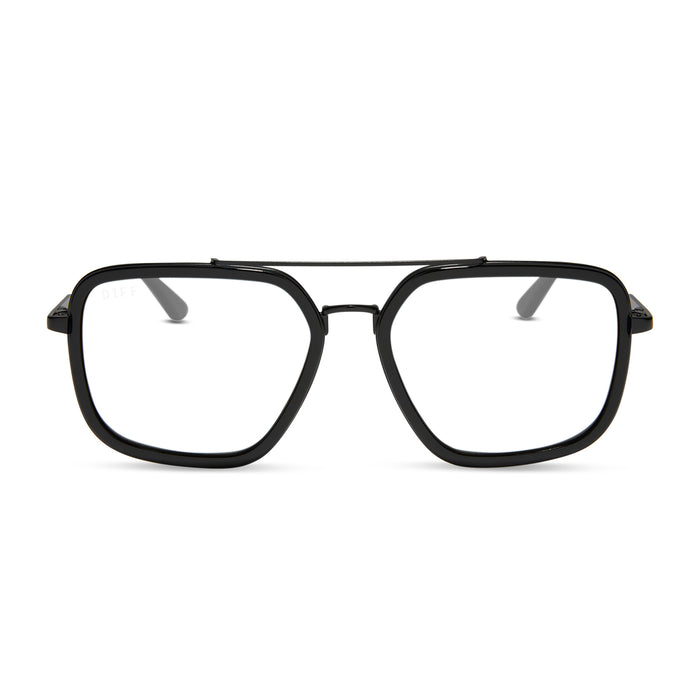 diff eyewear featuring the jordan navigator prescription glasses with a matte black frame front view