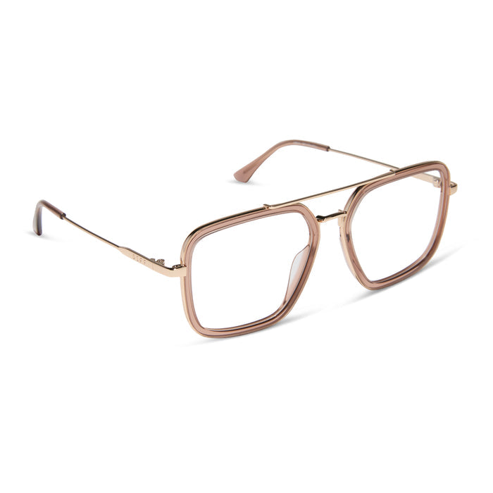 diff eyewear featuring the jordan navigator prescription glasses with a brown café ole frame angled view