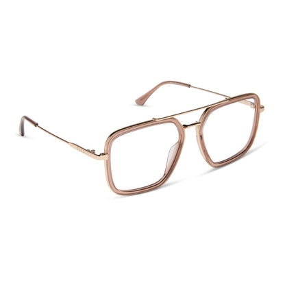 diff eyewear featuring the jordan navigator prescription glasses with a brown café ole frame angled view