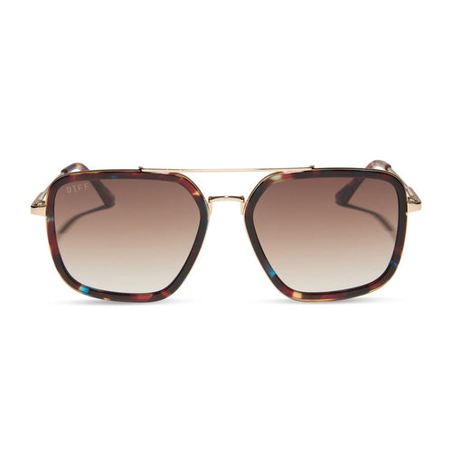 diff eyewear featuring the jordan navigator sunglasses with a confetti tortoise frame and brown gradient lenses front view