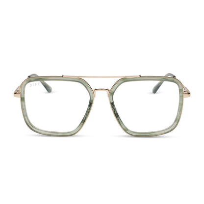 diff eyewear featuring the jordan navigator glasses with a match and gold frame front view
