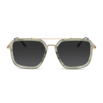 diff eyewear featuring the jordan navigator prescription sunglasses with a match and gold frame front view
